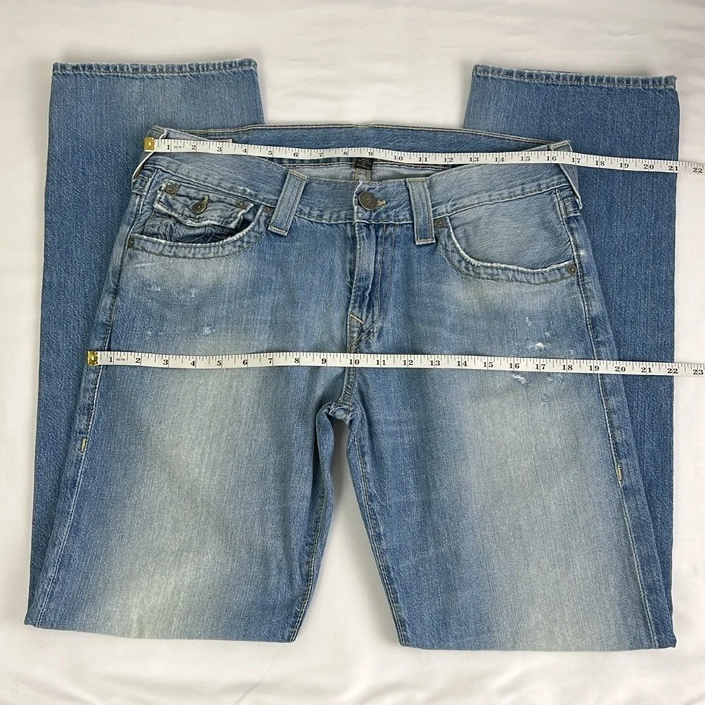 True Religion‎ Men 32 Faded Distressed Straight Flap Pockets Jean